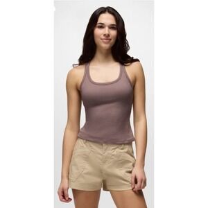 Prana Heliana Racerback Tank Top Womens OS Brown Sleeveless Moisture Wicking
